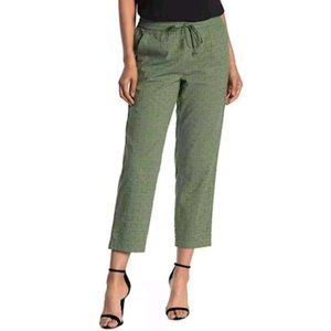 J. Crew Mercantile Floral Eyelet Pants, L, Pull-On Elastic Waistband Olive Green